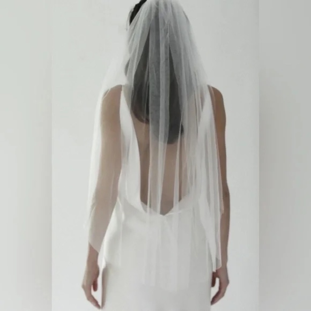 Designer White Fingertip Wedding Veil